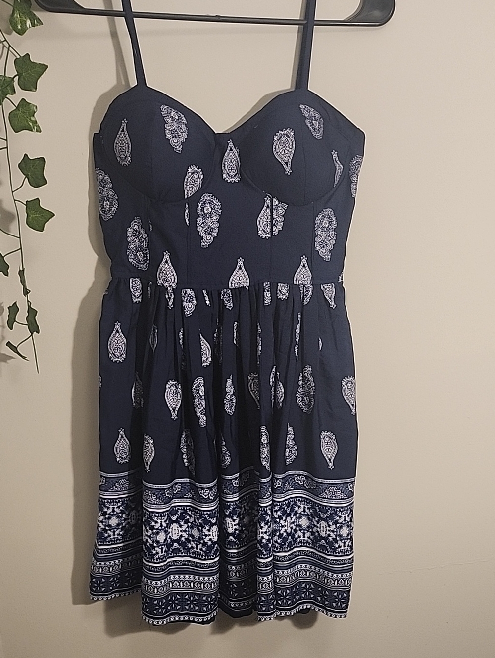 Navy Strapless Paisley Sundress